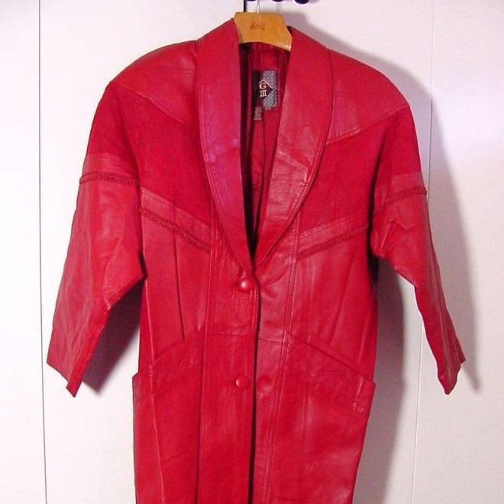 Vtg Women's 80's Red GIII G3 Trench Bomber Coat Jacket Sz S